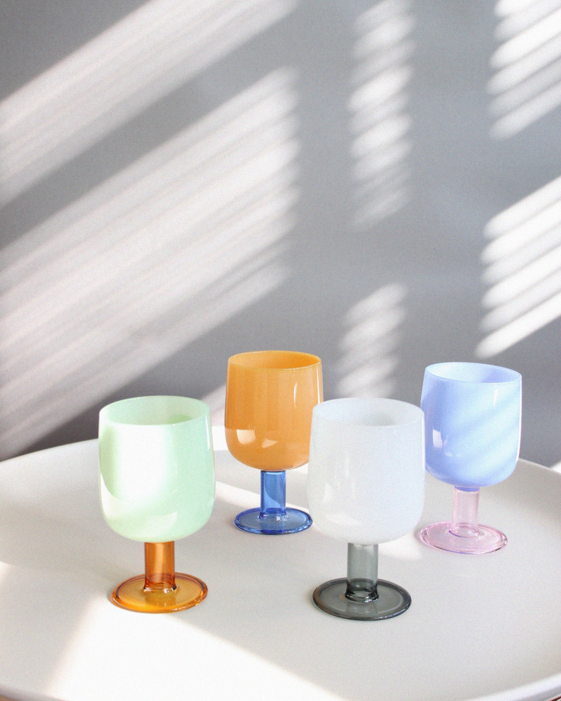 amabro 高腳酒杯 玻璃小酒杯 雙色 日本工藝