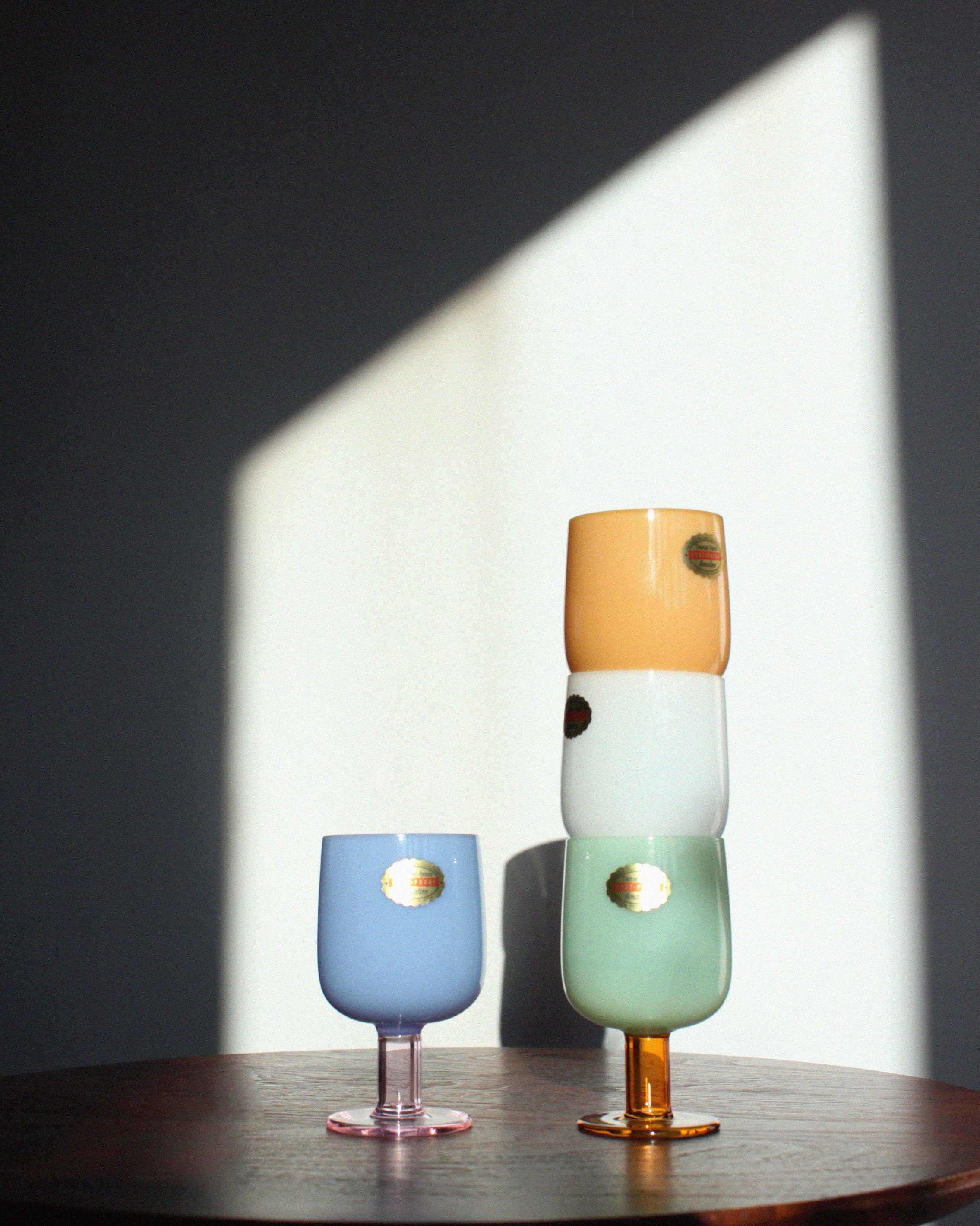 amabro 高腳酒杯 玻璃小酒杯 雙色 日本工藝