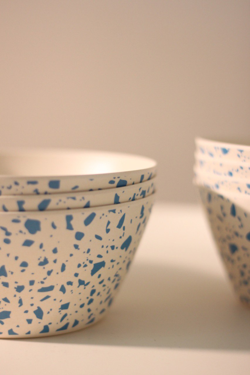 環保竹製碗 - 水磨石藍